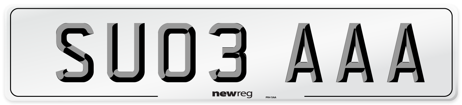SU03 AAA Number Plate from New Reg